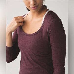 Lululemon Anahatasana Long Sleeve Scoop Neck Tee  Heathered Bordeaux Size Medium